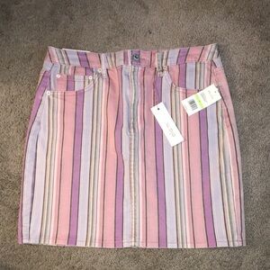 NWT Ella Moss Rainbow Stripe Highrise Denim Skirt